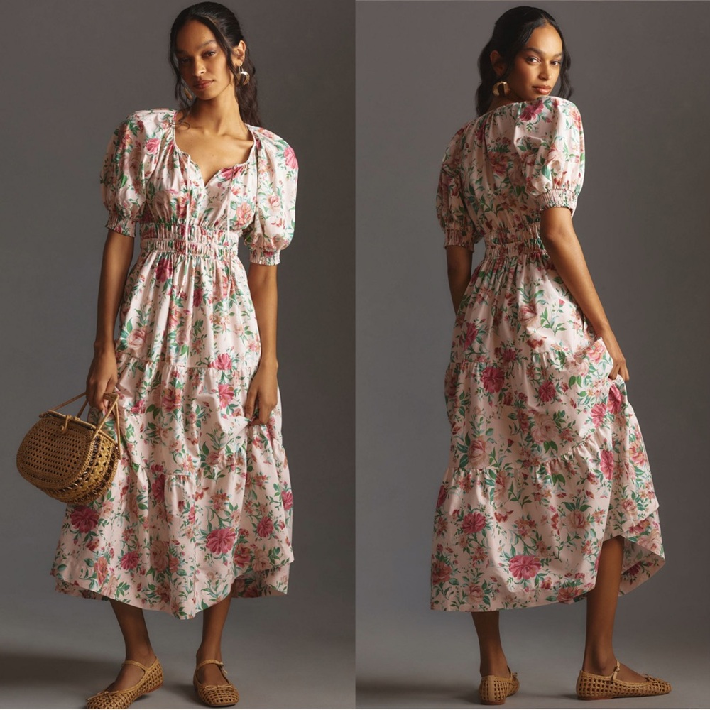 Anthropologie the somerset maxi dress puff sleeve